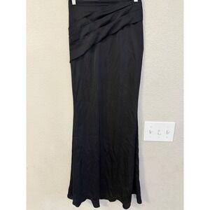 Azazie Black Satin‎ Ruched Maxi Skirt Formal Mermaid Evening Gown Skirt Size 00